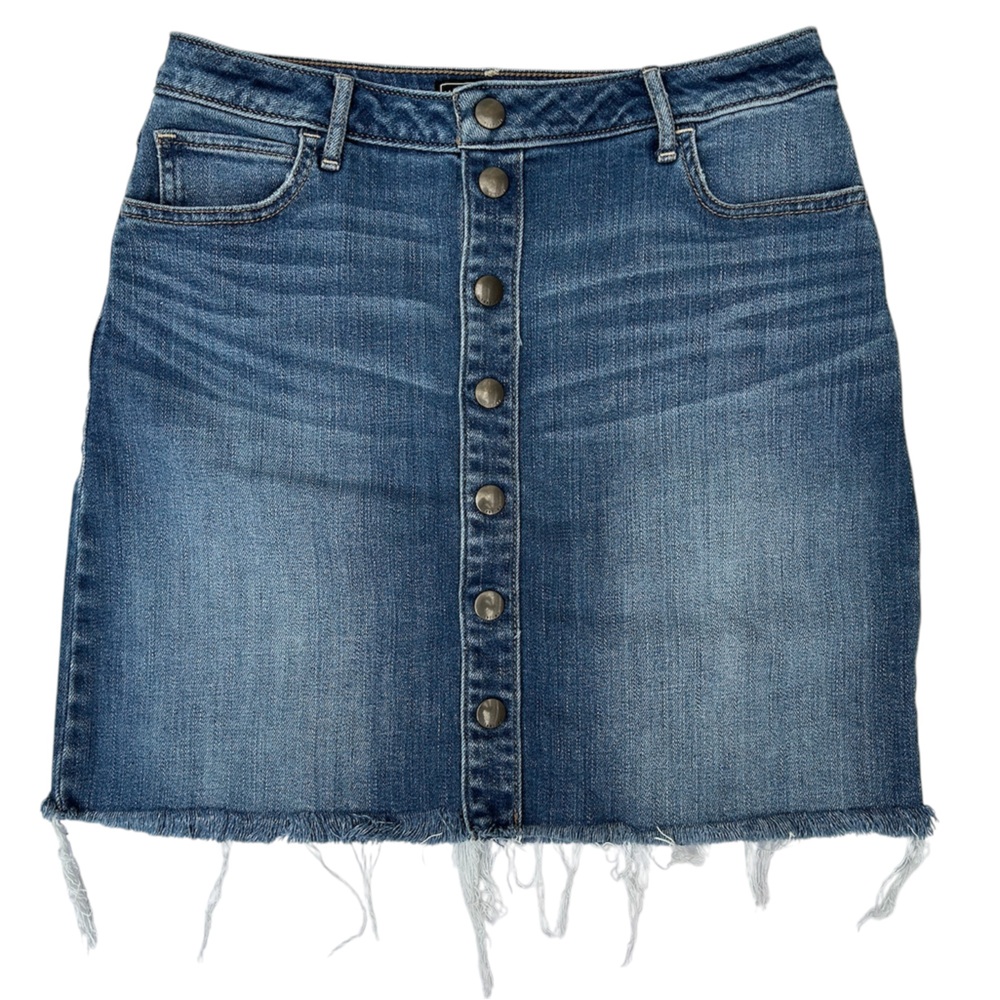 ABERCROMBIE & FITCH Women’s Distressed Snap Front Denim Blue Skirt Size: 29